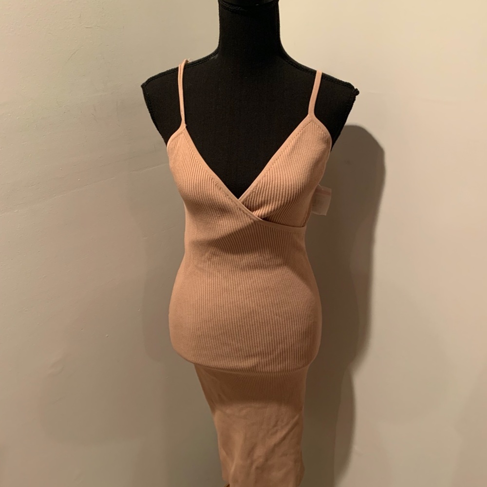 Guess Haley Ribbed Dress Tan Small - Picture 2 of 8